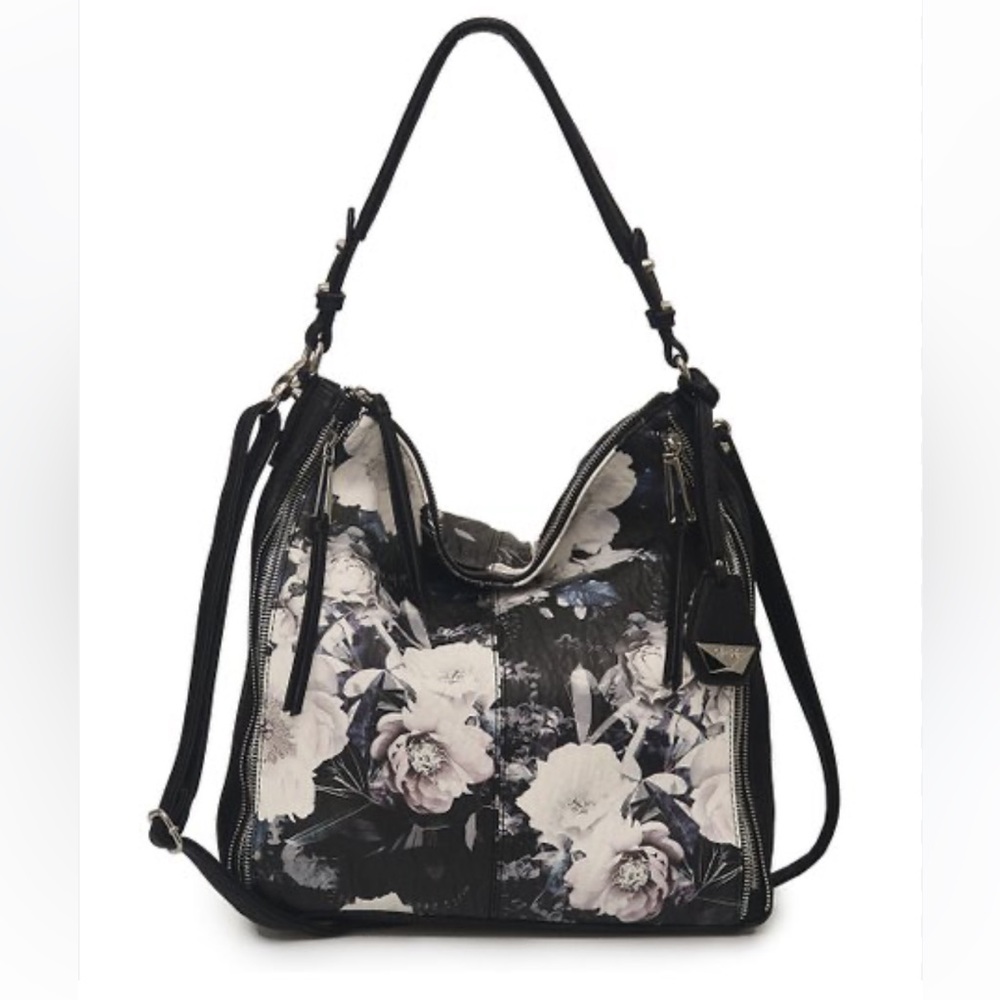 Jessica Simpson White & Black Garden Floral Baylinn Hobo Purse NWT
